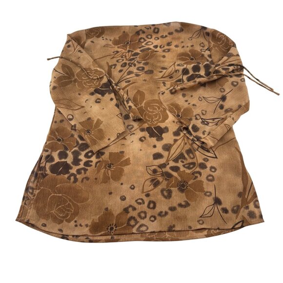 New York City Design Co. Vintage Leopard Print Long Sleeve Blouse Med - Picture 4 of 4